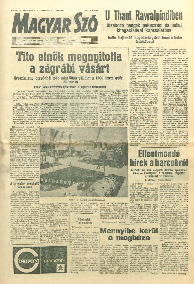 Magyar Szó, 22. évf. 1965. szeptember 10. 249. sz. 1–14. oldal