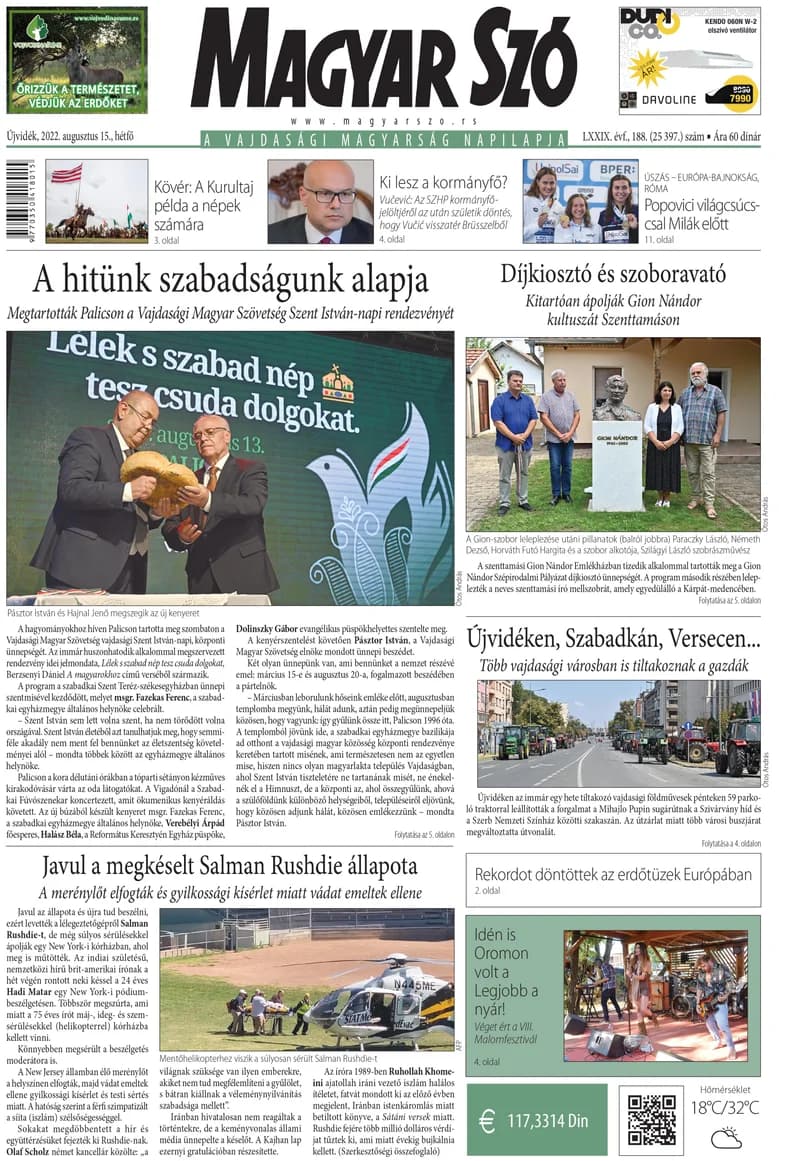 Magyar Szó, 79. évf. 2022. augusztus 15. 188. sz. 1–16. oldal