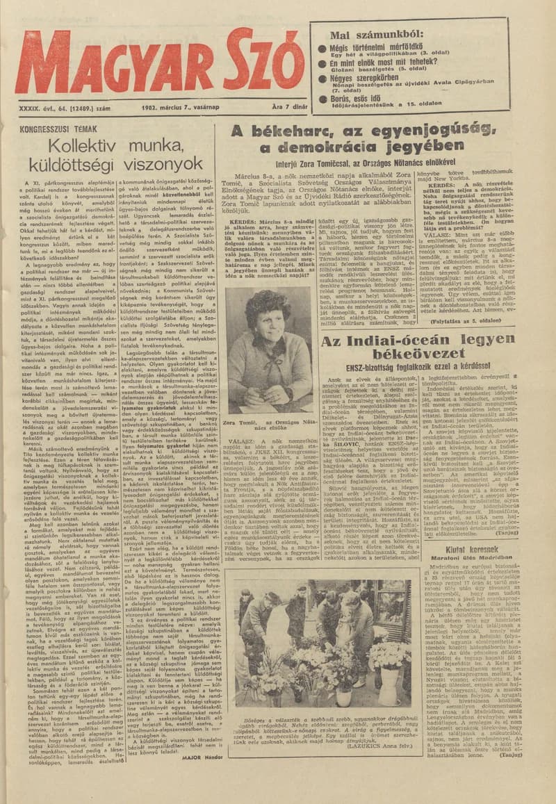 Magyar Szó, 39. évf. 1982. március 7. 64. sz. 1–28. oldal