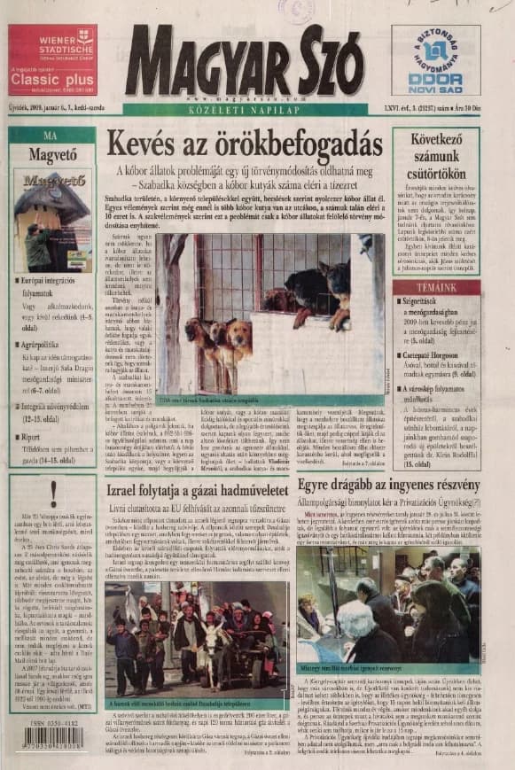 Magyar Szó, 66. évf. 2009. január 6. – 7. 3. sz. 1–20. oldal