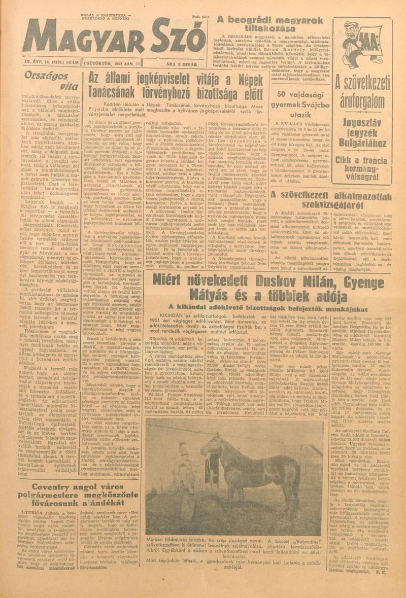 Magyar Szó, 9. évf. 1952. január 17. 14. sz. 1–6. oldal