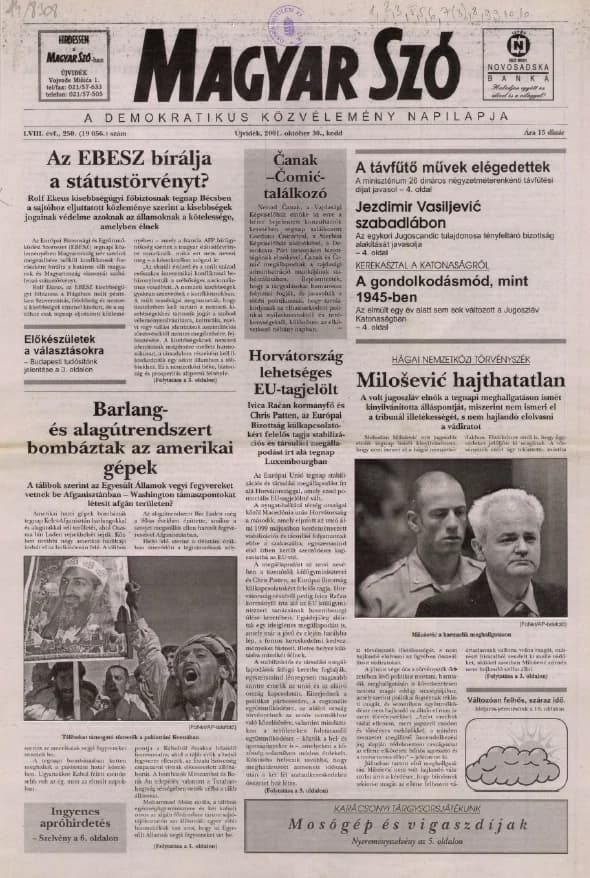 Magyar Szó, 58. évf. 2001. október 30. 250. sz. 1–16. oldal