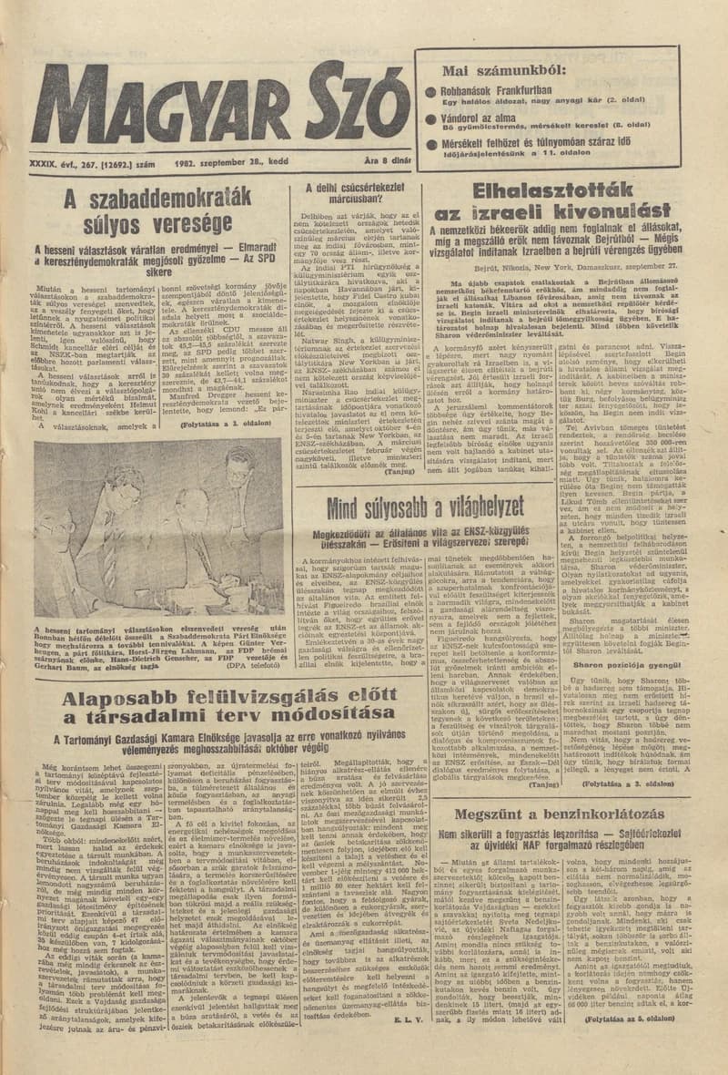 Magyar Szó, 39. évf. 1982. szeptember 28. 267. sz. 1–20. oldal