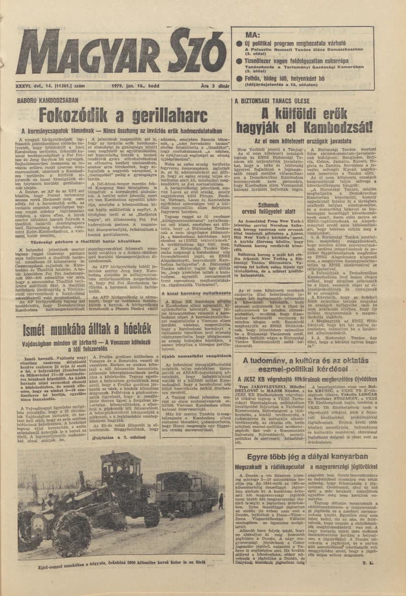 Magyar Szó, 36. évf. 1979. január 16. 14. sz. 1–20. oldal