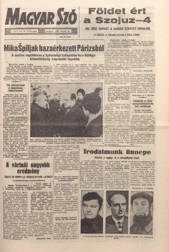 Magyar Szó, 26. évf. 1969. január 18. 16. sz. 1–16. oldal