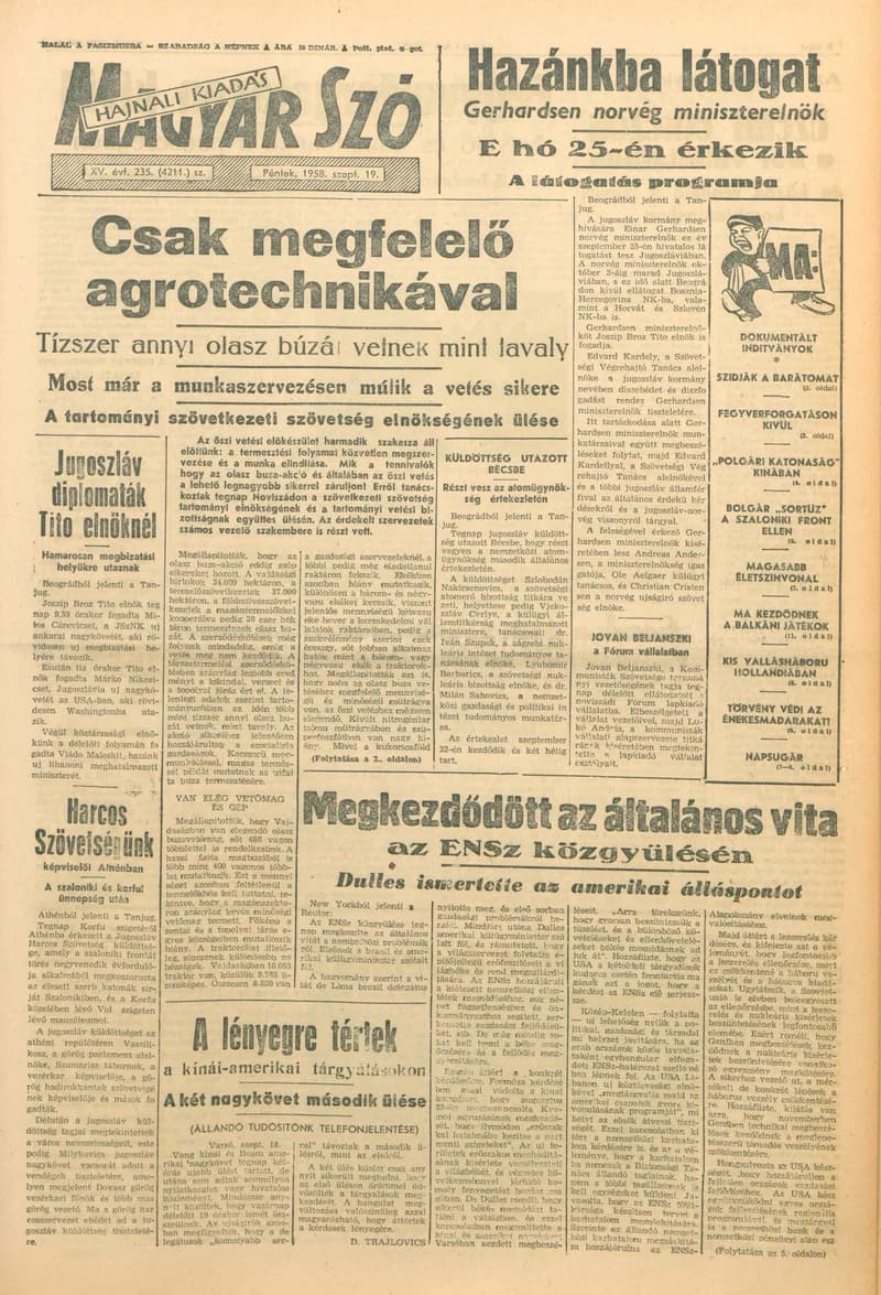 Magyar Szó, 15. évf. 1958. szeptember 19. 235. sz. 1–18. oldal