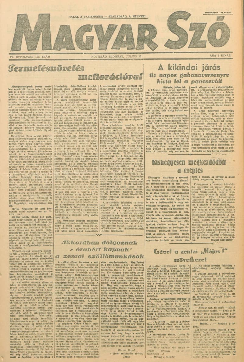 Magyar Szó, 4. évf. 1947. július 12. 172. sz. 1–6. oldal