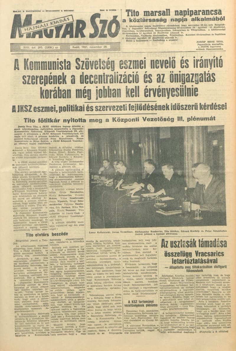 Magyar Szó, 18. évf. 1961. november 28. 295. sz. 1–16. oldal