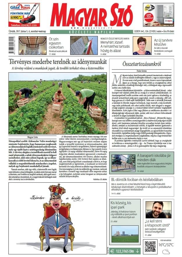 Magyar Szó, 74. évf. 2017. június 3. – 4. 126. sz. 1–32. oldal