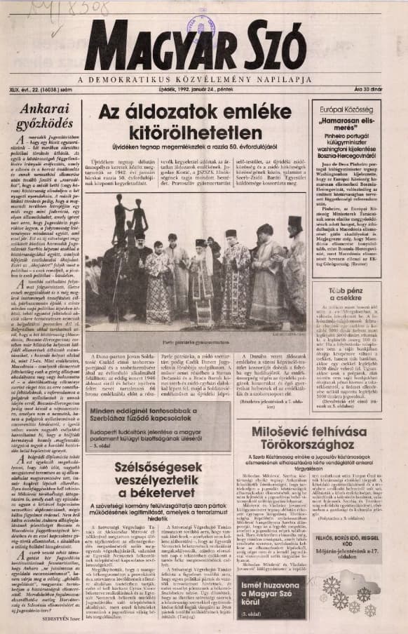 Magyar Szó, 49. évf. 1992. január 24. 22. sz. 1–20. oldal