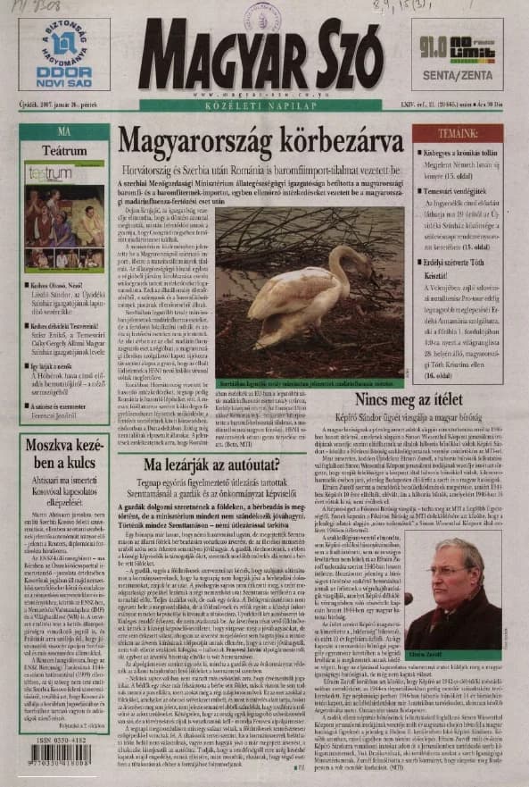 Magyar Szó, 64. évf. 2007. január 26. 21. sz. 1–20. oldal