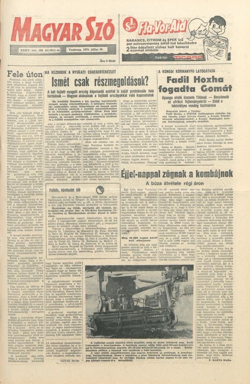 Magyar Szó, 35. évf. 1978. július 16. 193. sz. 1–28. oldal