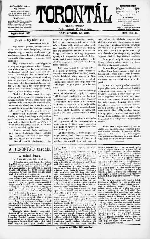Torontál, 29. évf. 1900. július 30. 173. sz.
