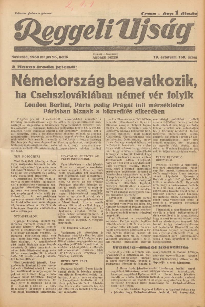 Reggeli Újság, 19. évf. 1938. május 23. 139. sz.