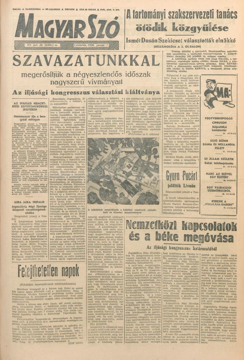Magyar Szó, 15. évf. 1958. január 30. 28. sz. 1–10. oldal