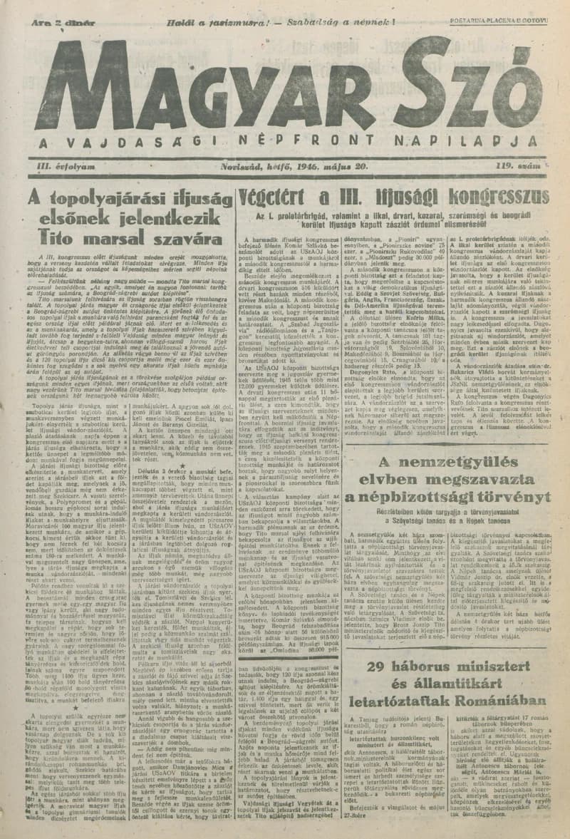 Magyar Szó, 3. évf. 1946. május 20. 119. sz. 1–6. oldal