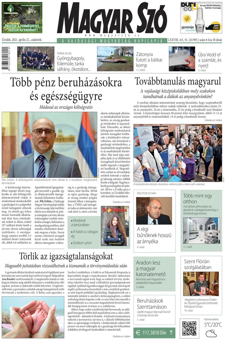 Magyar Szó, 78. évf. 2021. április 22. 91. sz. 1–20. oldal