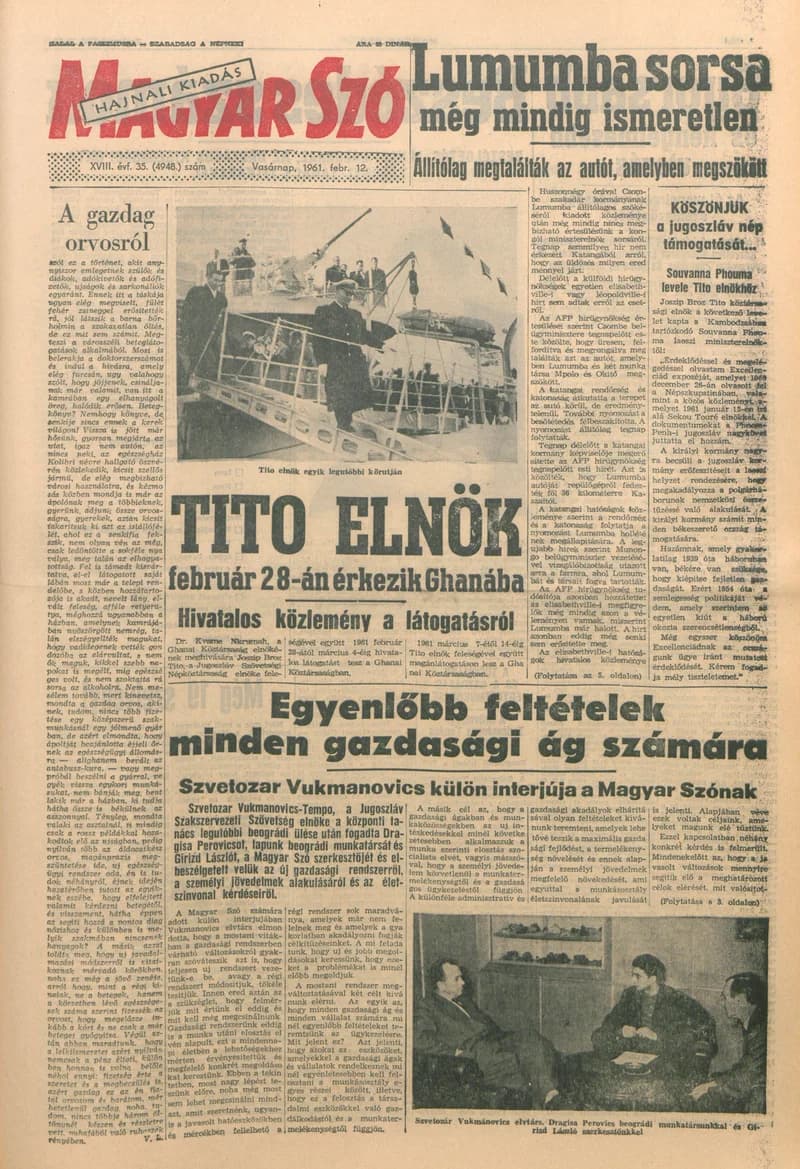 Magyar Szó, 18. évf. 1961. február 12. 35. sz. 1–23. oldal