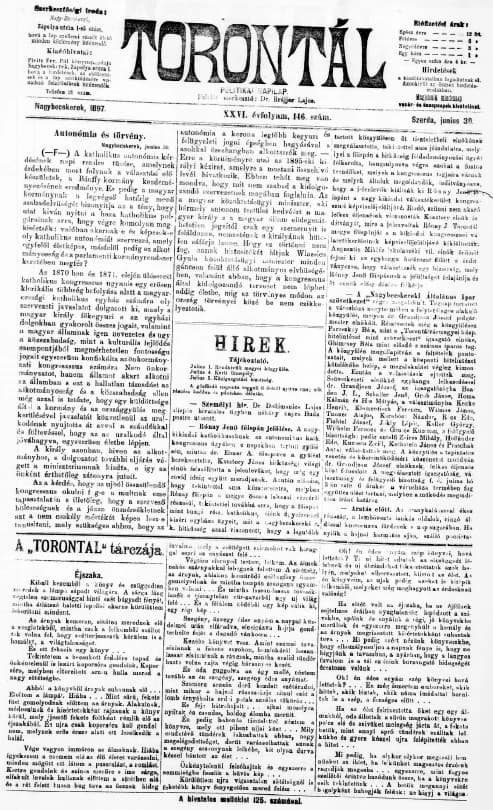 Torontál, 26. évf. 1897. június 30. 146. sz.