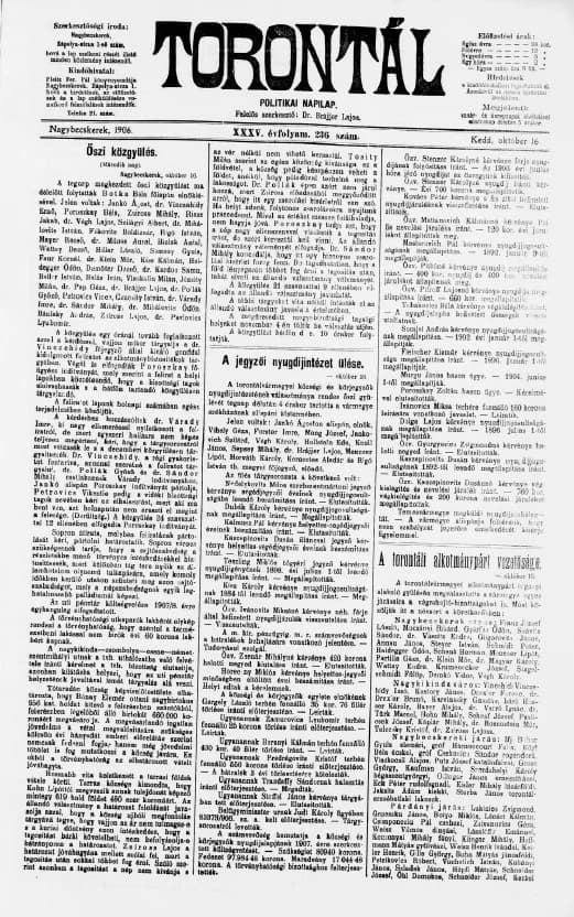 Torontál, 35. évf. 1906. október 16. 236. sz.