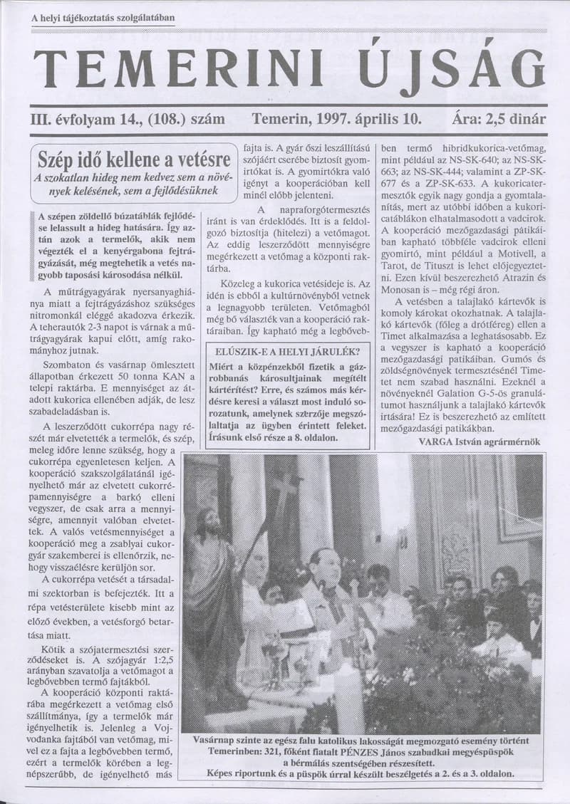 Temerini Újság, 3. évf. 1997. április 10. 14. sz.