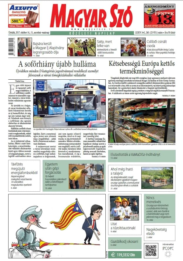 Magyar Szó, 74. évf. 2017. október 14. – 15. 240. sz. 1–32. oldal