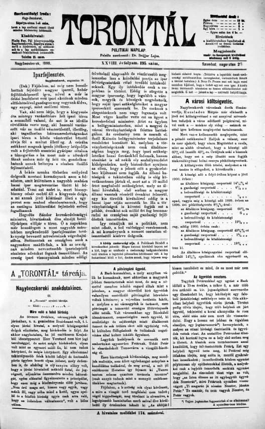 Torontál, 28. évf. 1899. augusztus 26. 195. sz.
