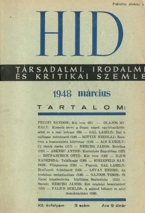 Híd, 12. évf. 1948. március. 3. sz. 97–162. oldal