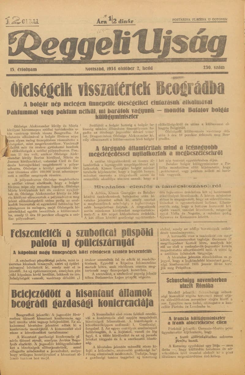 Reggeli Újság, 15. évf. 1934. október 2. 230. sz.