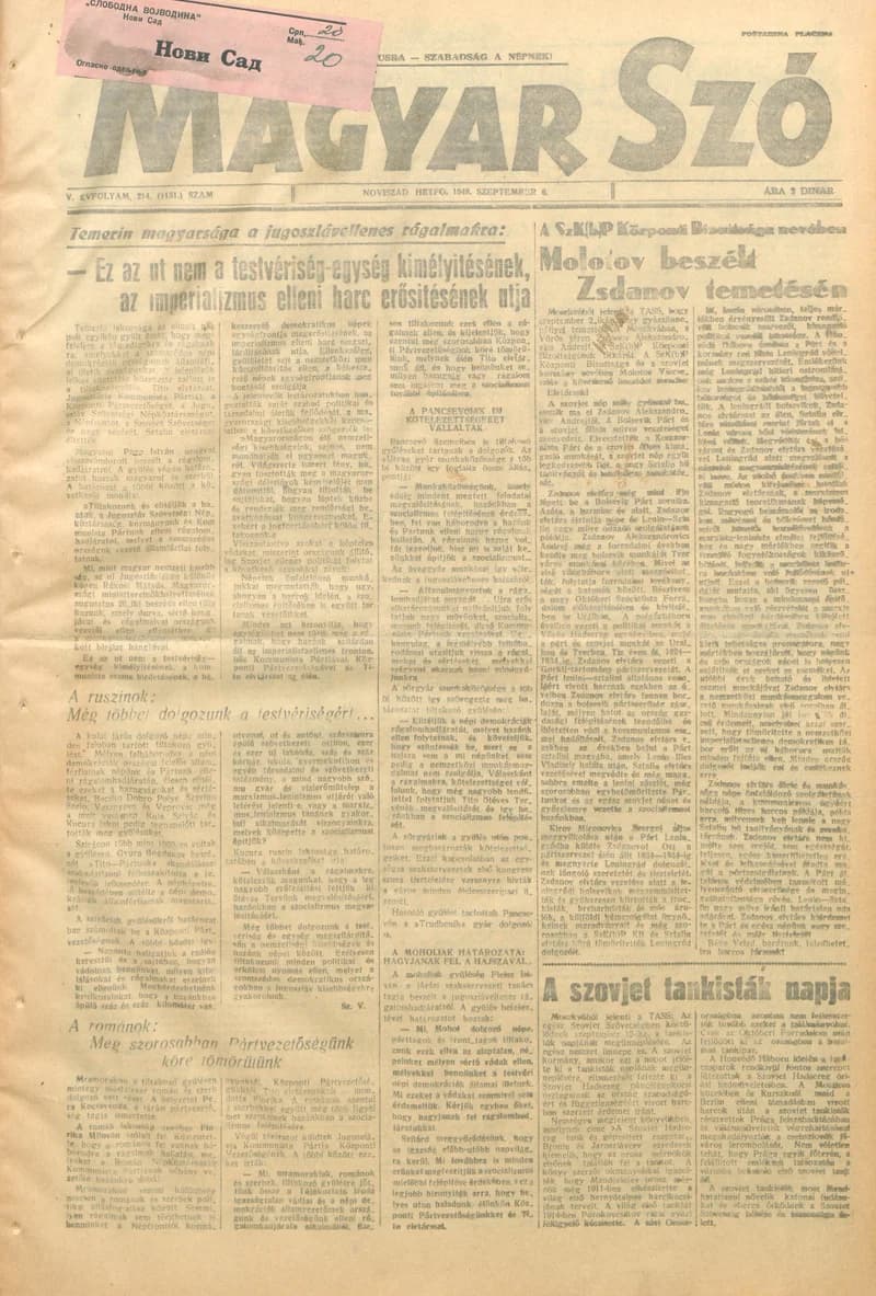 Magyar Szó, 5. évf. 1948. szeptember 6. 214. sz. 1–4. oldal