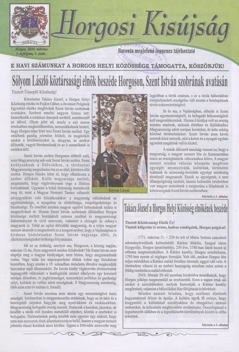 Horgosi Kisújság, 5. évf. 2010. március. 3. sz.