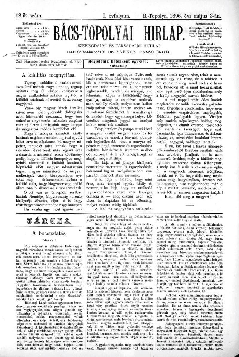 Bács-Topolyai Hirlap, 1. évf. 1896. május 3. 18. sz.