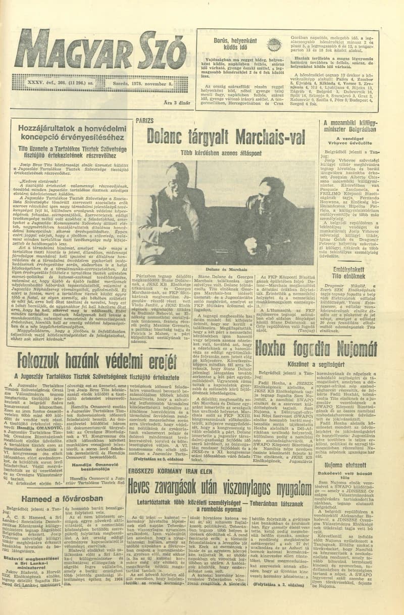 Magyar Szó, 35. évf. 1978. november 8. 308. sz. 1–20. oldal