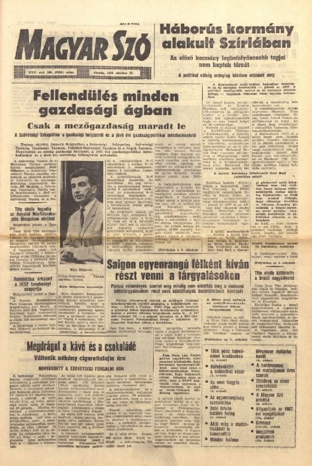 Magyar Szó, 25. évf. 1968. október 30. 300. sz. 1–16. oldal