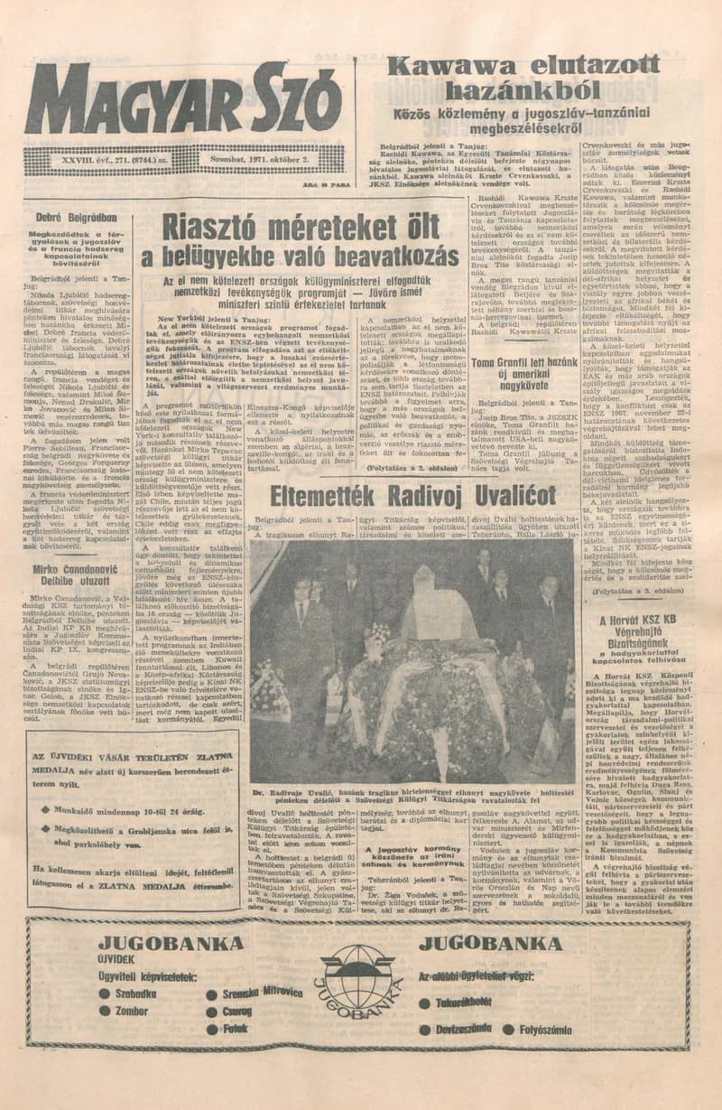 Magyar Szó, 28. évf. 1971. október 2. 271. sz. 1–20. oldal