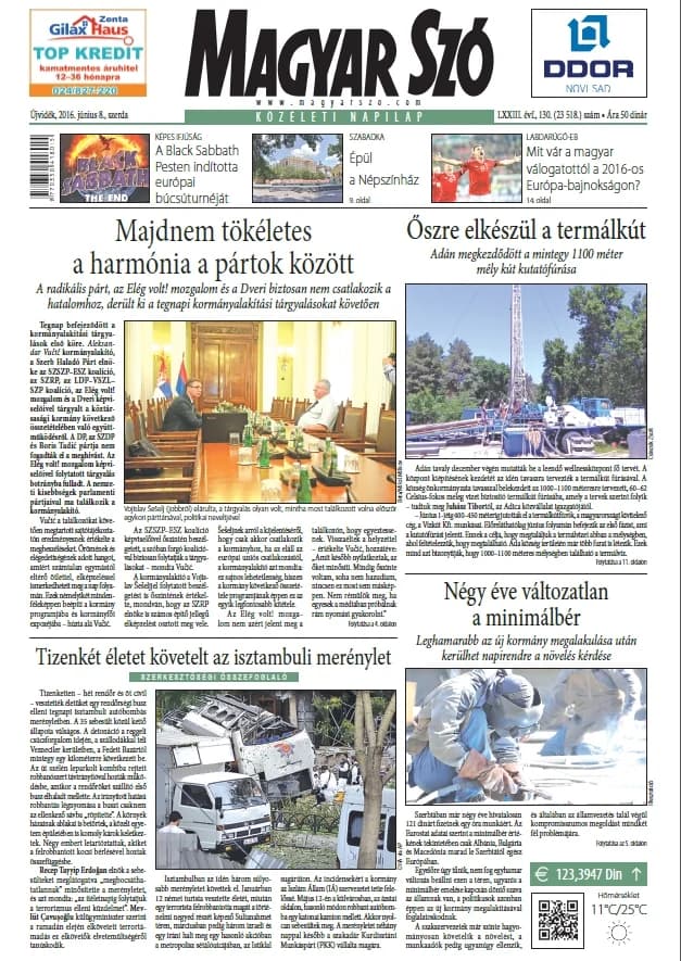 Magyar Szó, 73. évf. 2016. június 8. 130. sz. 1–16. oldal