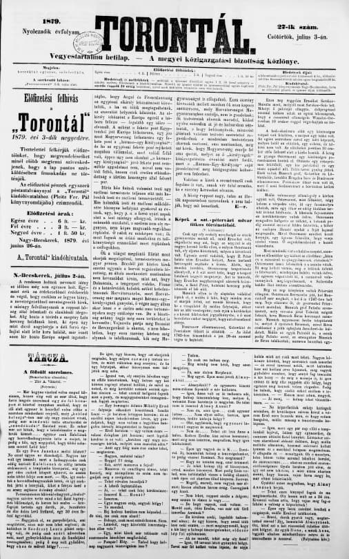 Torontál, 8. évf. 1879. július 3. 27. sz.