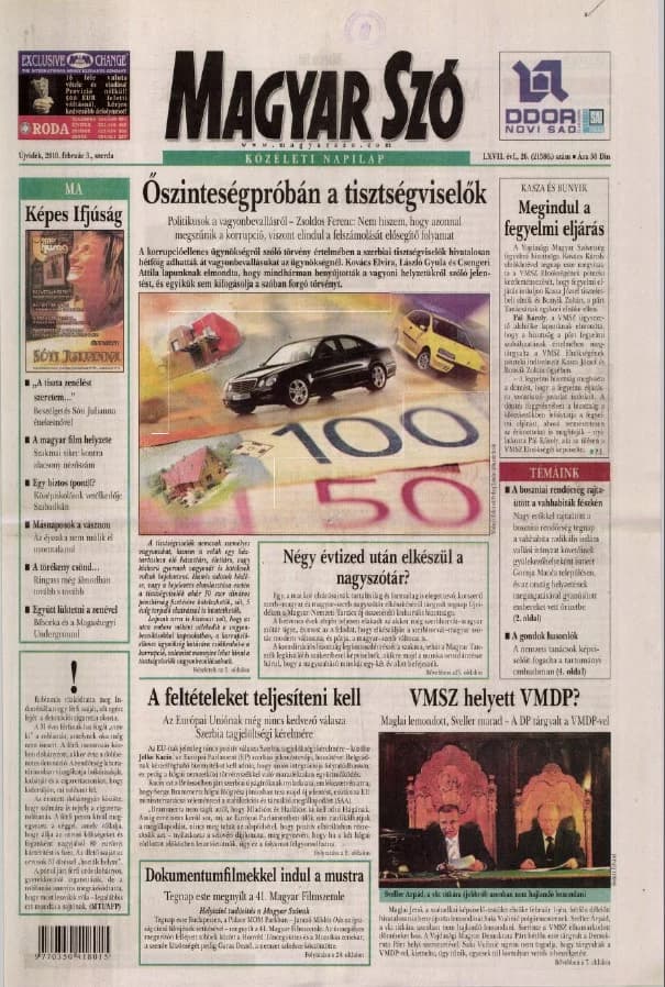 Magyar Szó, 67. évf. 2010. február 3. 26. sz. 1–20. oldal