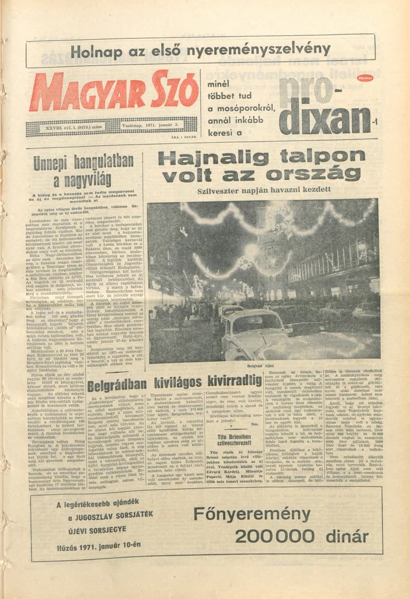 Magyar Szó, 28. évf. 1971. január 3. 1. sz. 1–28. oldal