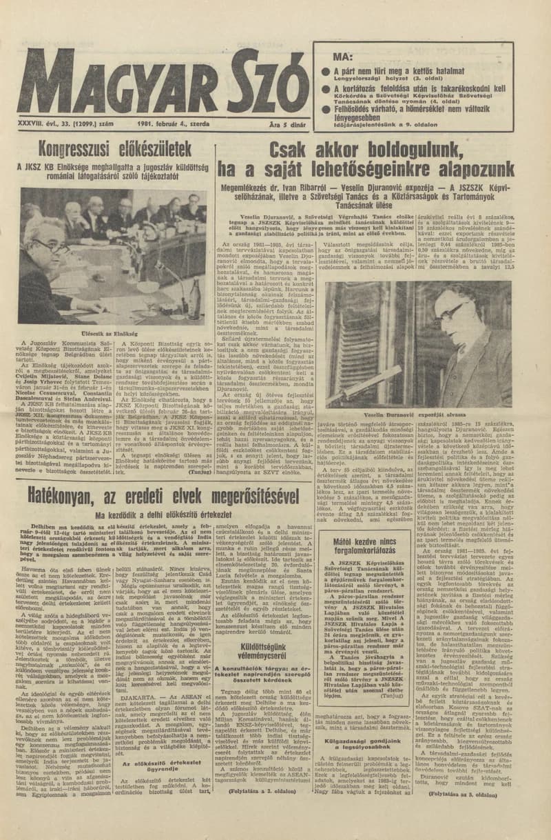 Magyar Szó, 38. évf. 1981. február 4. 33. sz.