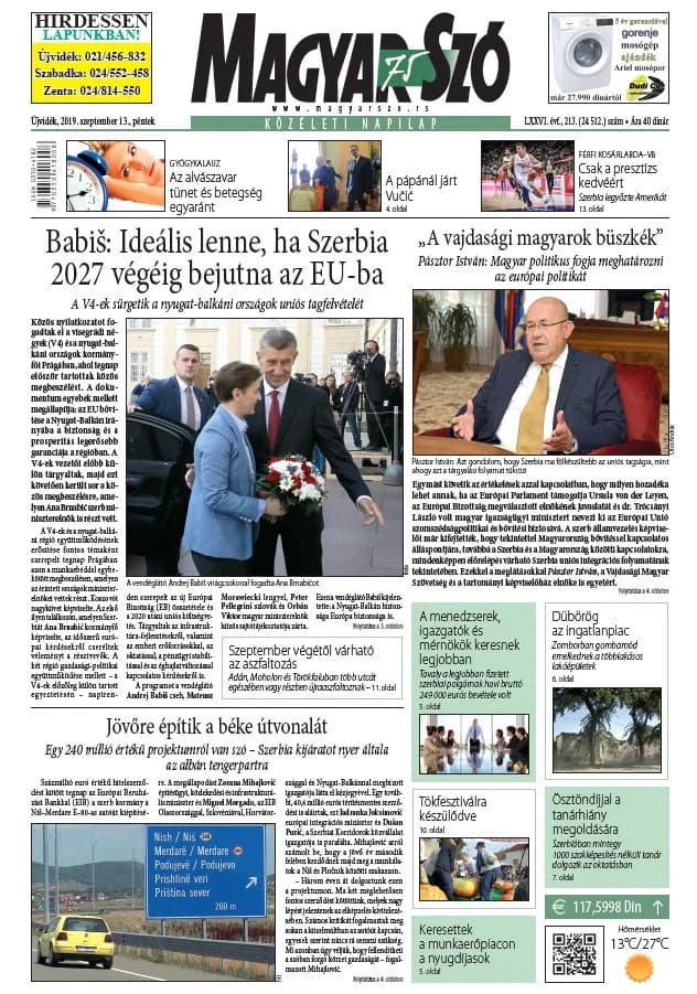 Magyar Szó, 76. évf. 2019. szeptember 13. 213. sz. 1–16. oldal
