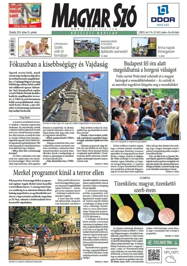 Magyar Szó, 73. évf. 2016. július 29. 174. sz. 1–16. oldal
