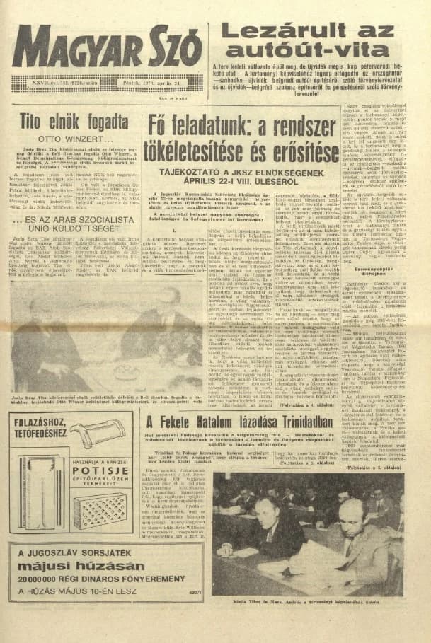 Magyar Szó, 27. évf. 1970. április 24. 112. sz. 1–12. oldal