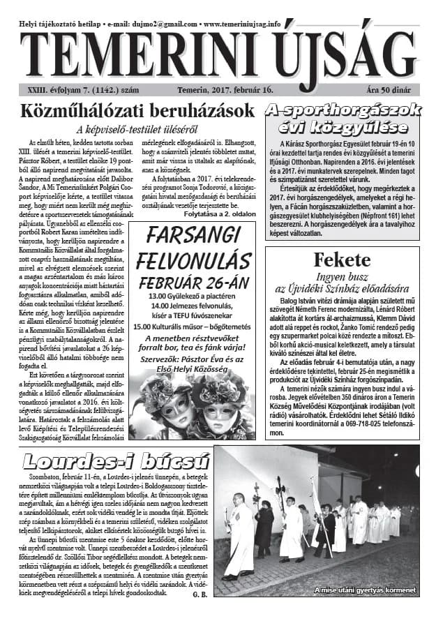 Temerini Újság, 23. évf. 2017. február 16. 7. sz.