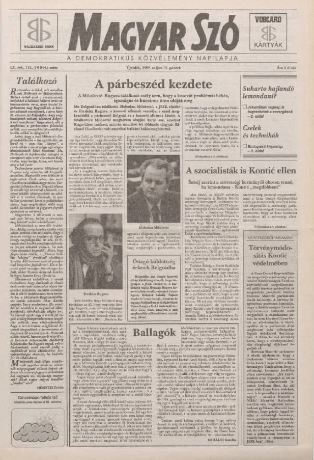 Magyar Szó, 55. évf. 1998. május 15. 115. sz. 1–16. oldal