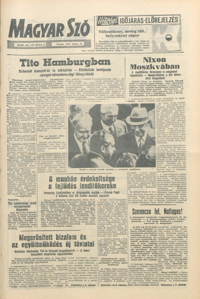 Magyar Szó, 31. évf. 1974. június 28. 175. sz. 1–16. oldal