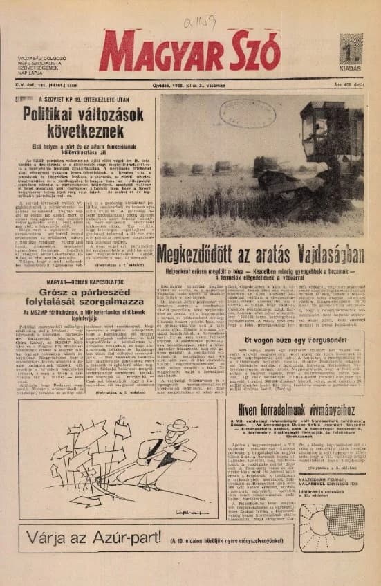 Magyar Szó, 45. évf. 1988. július 3. 181. sz. 1–28. oldal