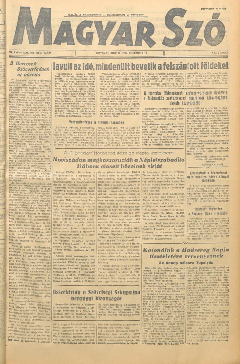 Magyar Szó, 6. évf. 1949. december 19. 300. sz. 1–4. oldal