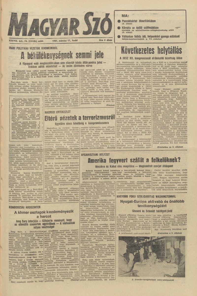Magyar Szó, 38. évf. 1981. március 17. 74. sz.