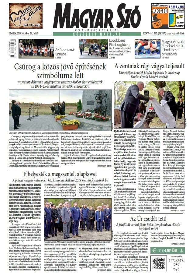 Magyar Szó, 75. évf. 2018. október 29. 252. sz. 1–20. oldal